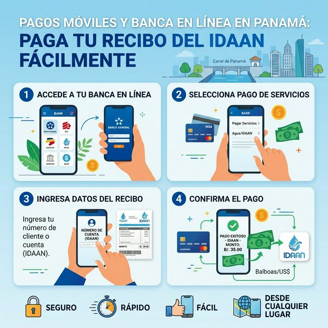 Métodos de pago recibo IDAAN en Panamá, usando banca en línea y cajeros automáticos